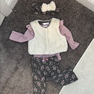 Nicole Miller Cream Vest Baby Outfit